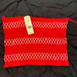 Red and white tube top